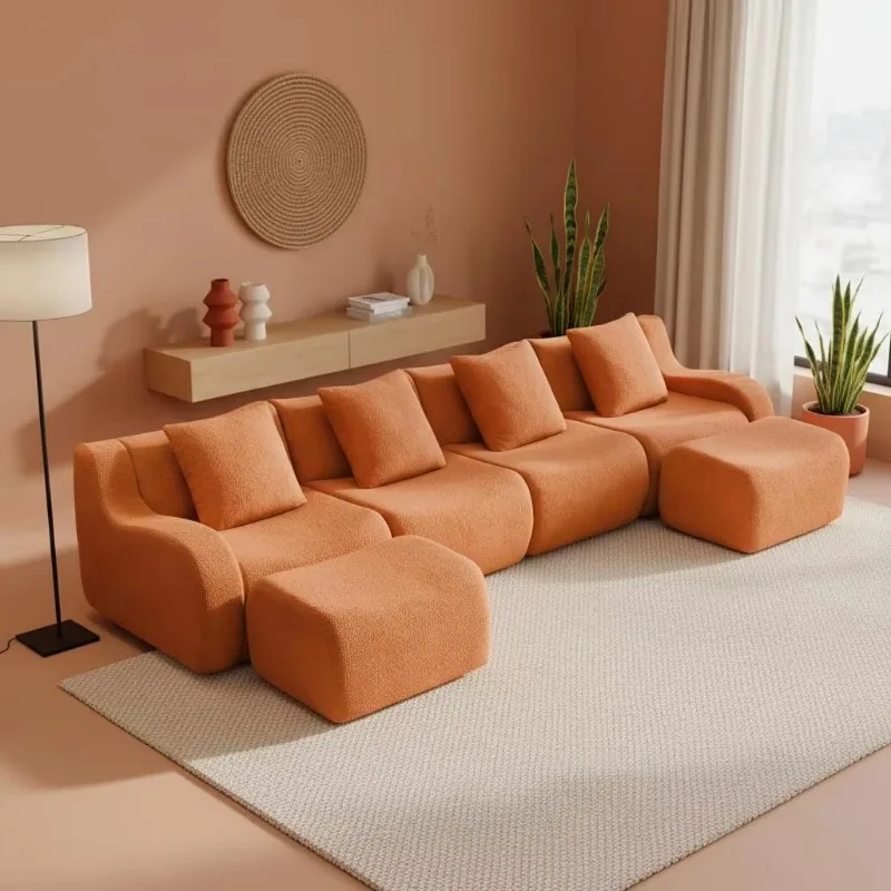 Cheap Custom High Density Sponge Filled Upholstered Modern Square Shape Compressed Sofa Set for Villa Use Most Competitive Price