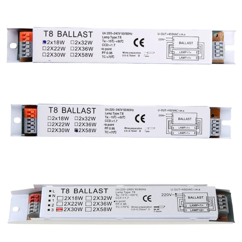 T8 Home Compact Electronic Ballast 2x18/30/58W Instant Fluorescent Ballast Drop Shipping