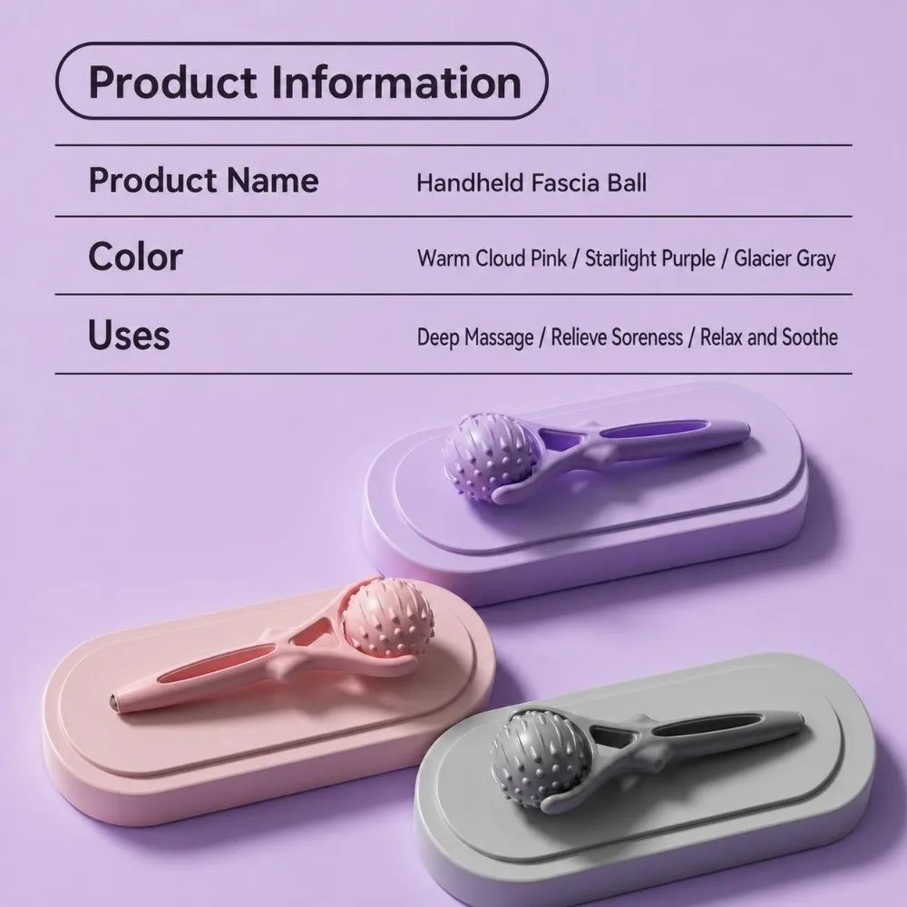 Ergonomic Handheld Massage Roller Smooth Portable Trigger Point Massager Comfortable Multipurpose Muscle Relief Roller Home-Use