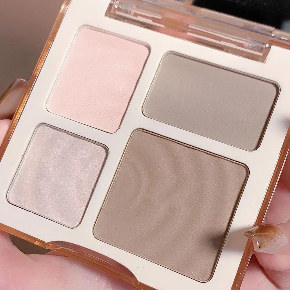 Evidenziare Riparazione Matte Fine Glitter Tavolozza completa a quattro colori Silhouette Ombra per naso Tavolozze per trucco Schiarente per il viso