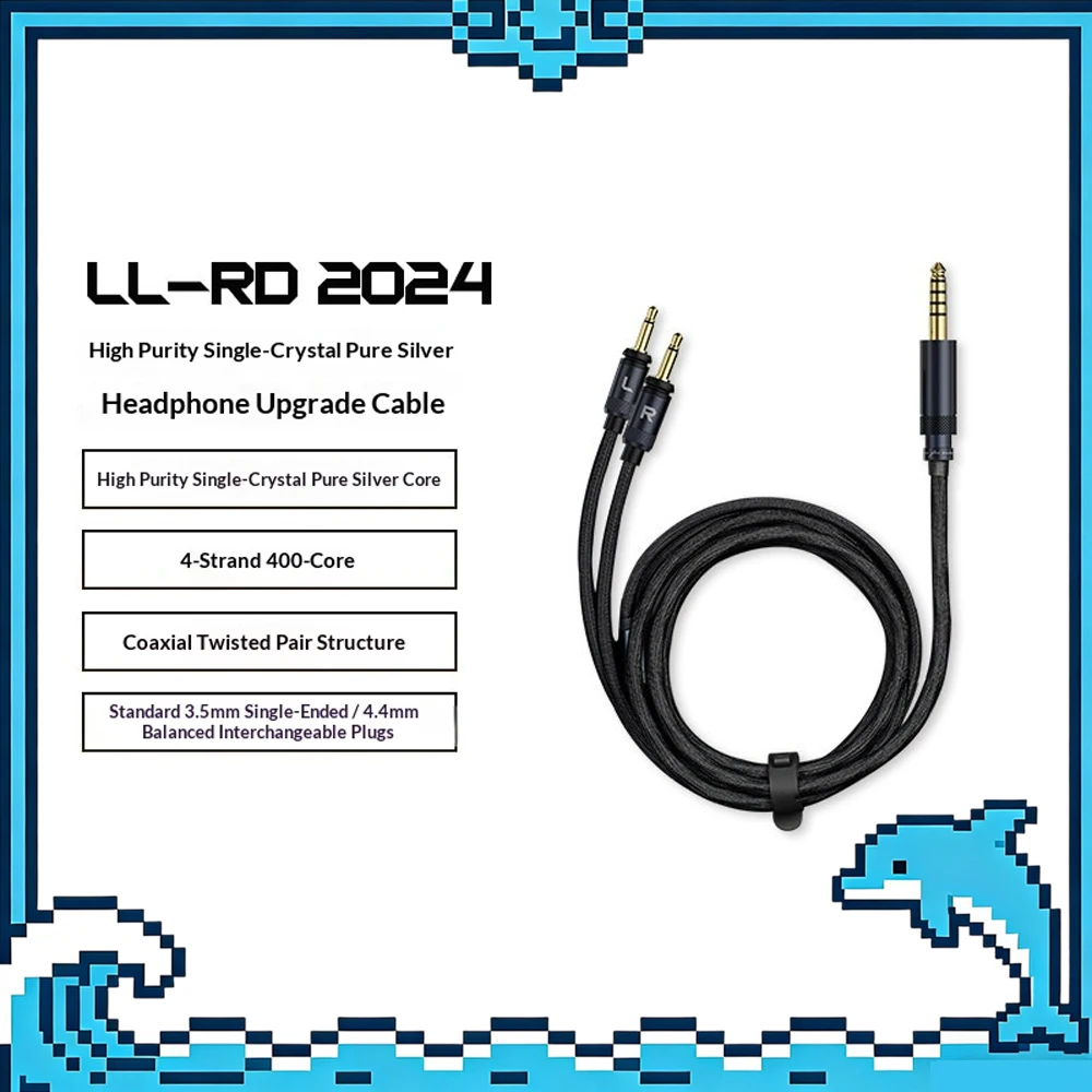 FiiO LL-RD 2024 High Purity monocrystalline Silver 4.4mm/3.5mm male to Dual 3.5 mm headphone Cable
