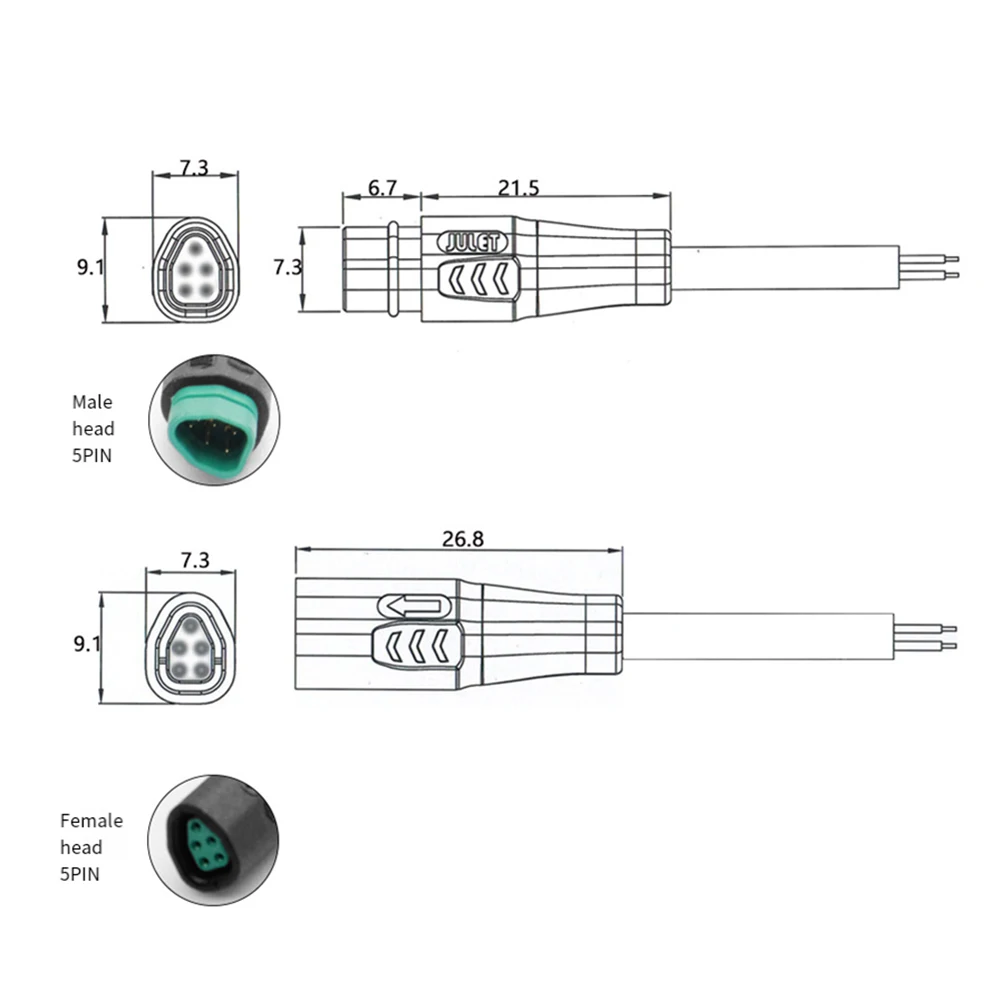 For Brakes IP65 Waterproof Connector 5-pin Extension Cable For Electric Bike Systems 5 Pin Extension Cable For Ebike