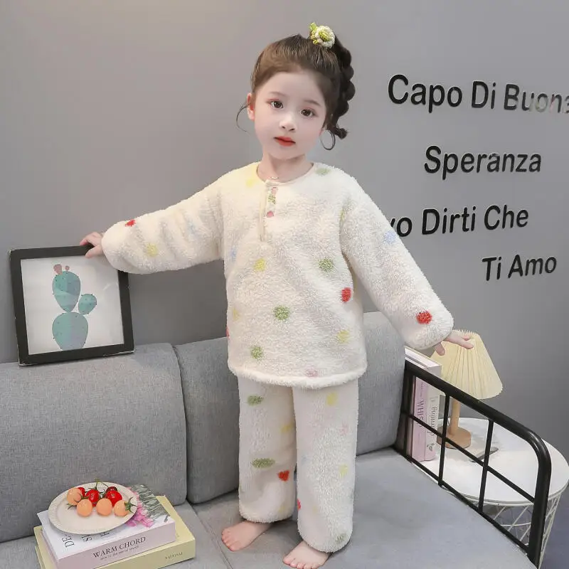 

Зимняя одежда для девочек от 7 до 12 лет, фланелевая пижама, теплая утепленная ночная рубашка, одежда для сна в горошек, удобная милая стильная одежда