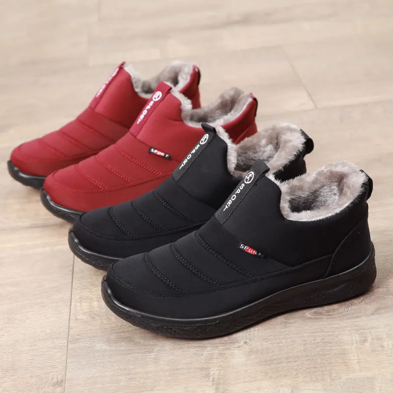 

New Thermal Snow Boots for Women Slip on Soft Sole Shoes Ladies Fur Waterproof Ankle Boots Casual Winter Shoes Botas Para Mujer