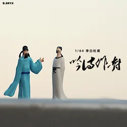 1/64 Miniature Figure Ancient Chinese Poets in long robes Hanfu Mini Doll Model Figurine Creative Photography Props Display Deco