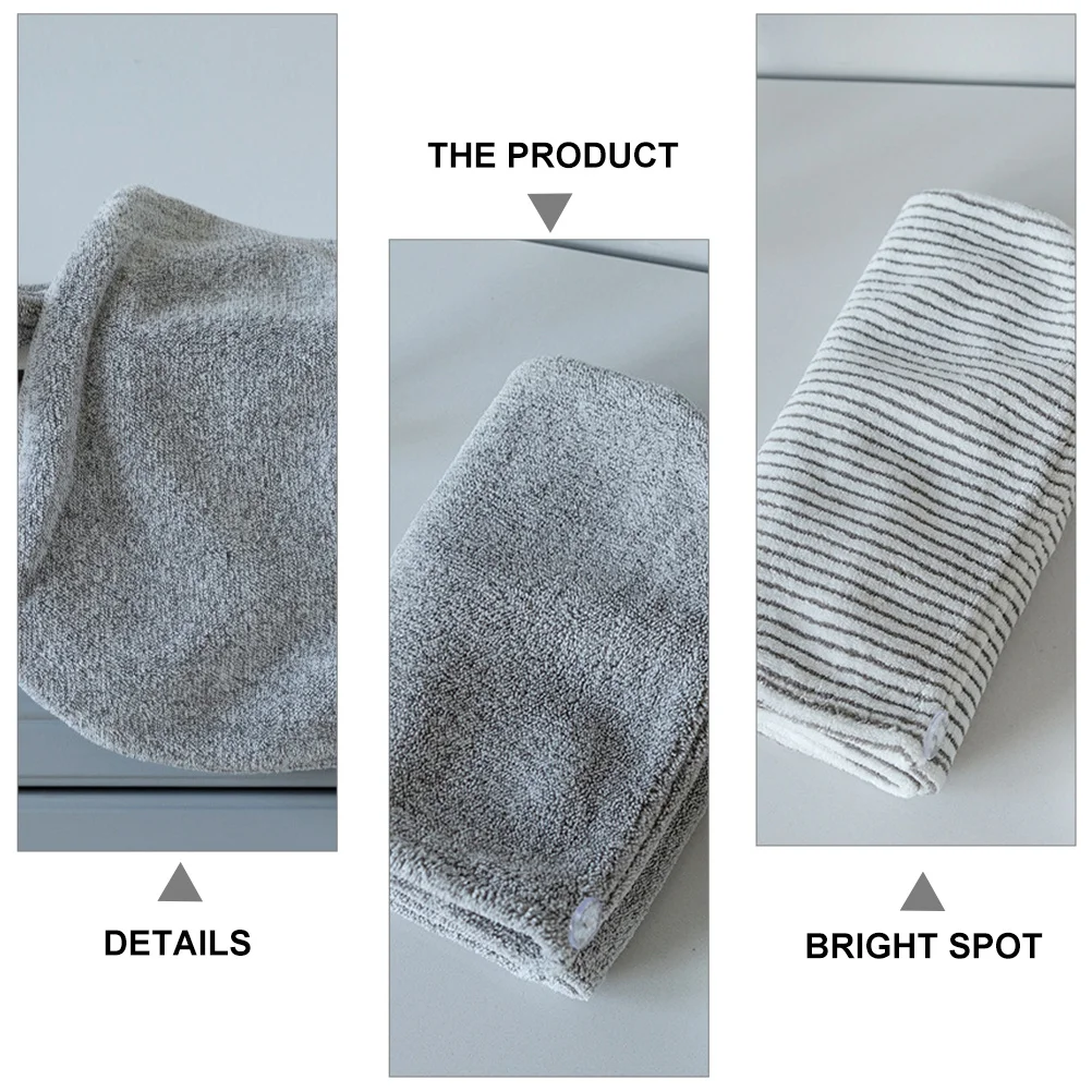 2Pcs Bamboo Charcoal Fiber Quick Drying Hair Caps Soft Absorbent Hair Towel Wraps for Beauty Salon Fast Drying Cap