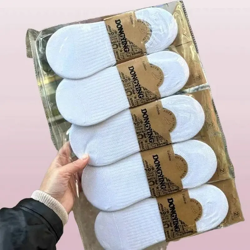 Chaussettes courtes invisibles en coton pour femmes, chaussettes invisibles, chaussettes courtes, chaussettes fines, chaussettes de bateau sans chute, chaussettes à bouche peu profonde, document solide, nouveau, 5/10 paires