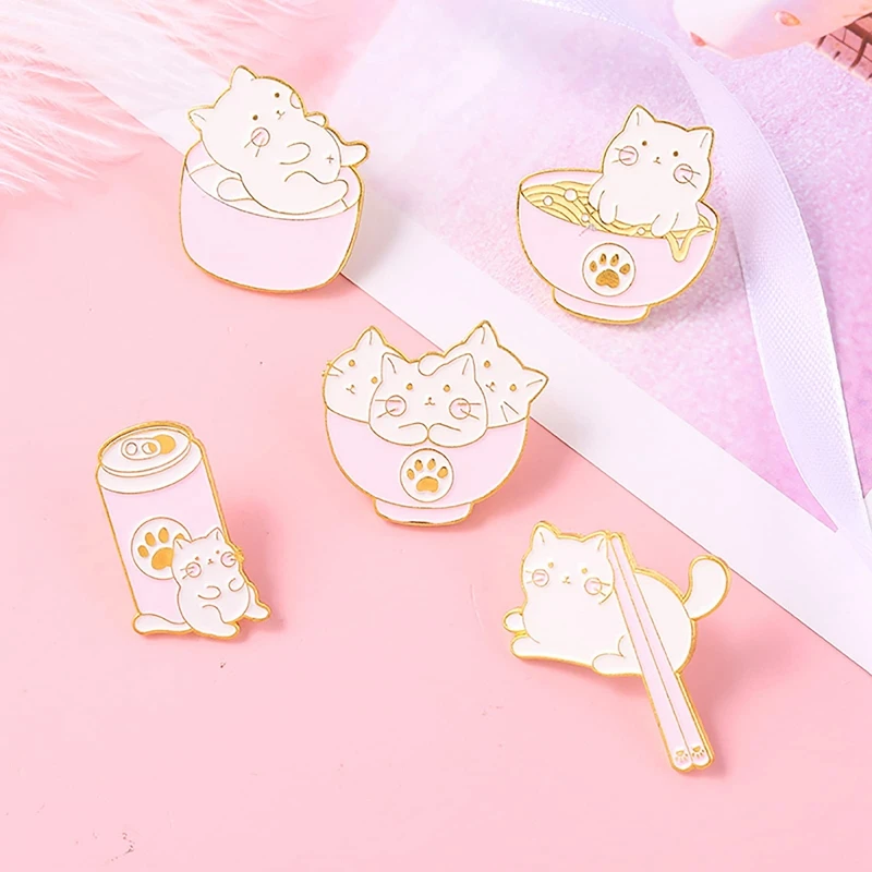 5 Pcs Cat Enamel Pins For Women Girl,Cute Animal Enamel Brooches Badge Pins For Backpack And Jackets DIY Accessories