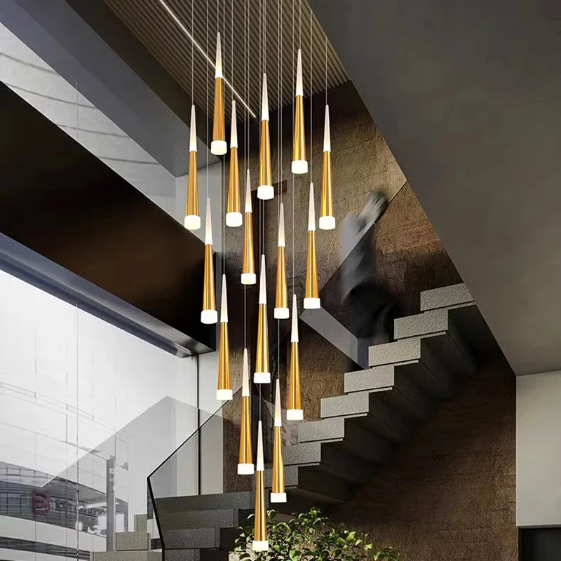 Luces led modernas para decoración del hogar, lámparas colgantes para escaleras, candelabros para sala de estar, iluminación interior