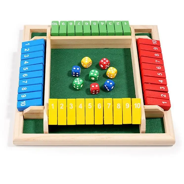 Wooden Numbers Quadruple Flip Board Chess Interactive Game Table Puzzle Toy