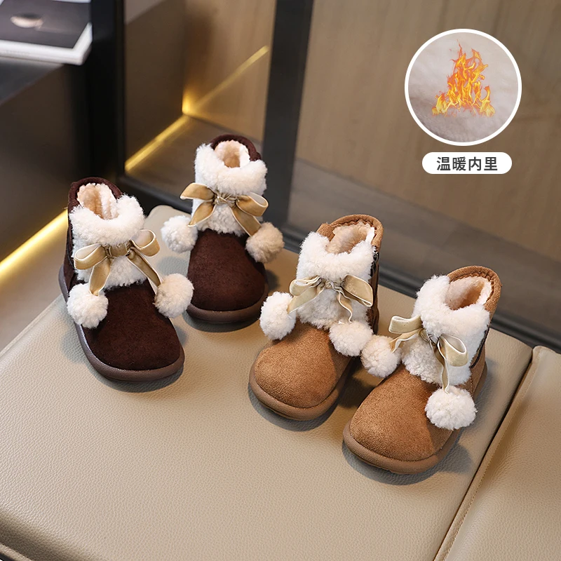 

Новинка 2024, зима-осень, зимние сапоги на меху для маленьких девочек, теплая обувь для малышей, уютные детские ботинки на мягкой подошве, первые сапоги Женские Ботинки