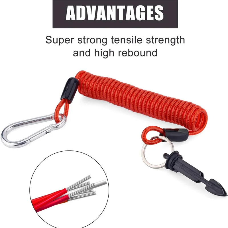 Trailer Breakaway Cable 6Ft Spring Breakaway Coiled Cable For RV Towing Trailer Emergencyy