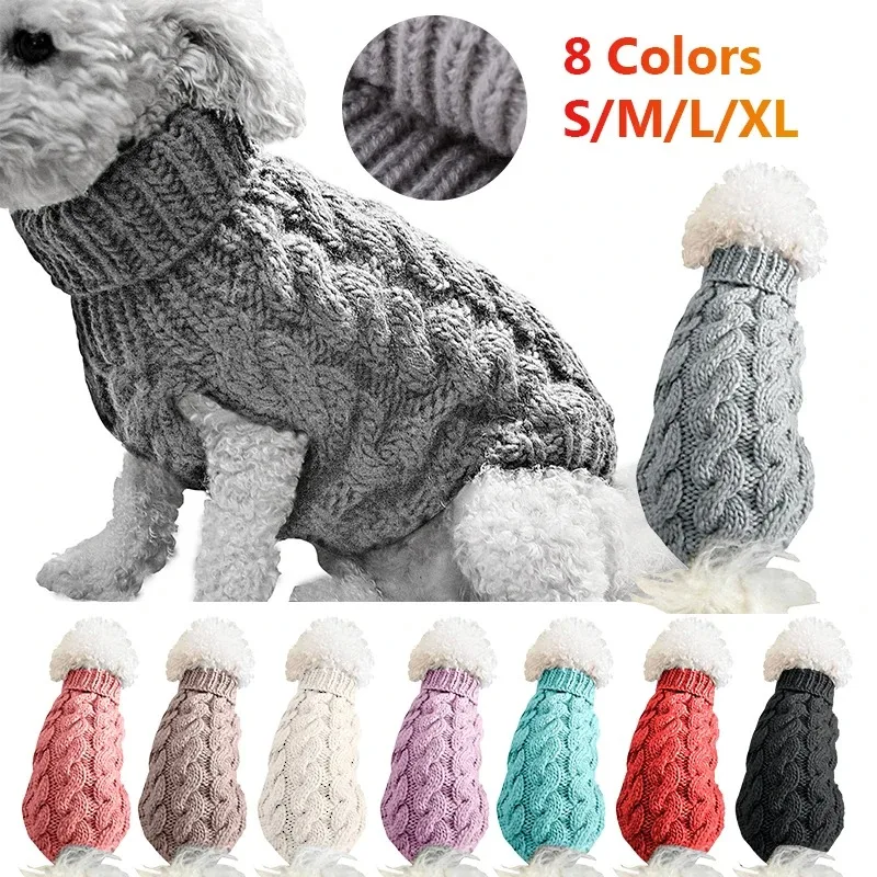 Warm Dog Sweater Clothing Winter Turtleneck Knitted Pet Cat Puppy Clothes Costume For Small Dogs Cats Chihuahua Outfit Vest