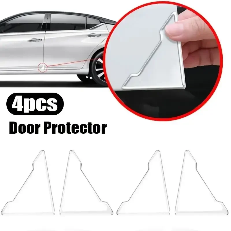 4 protectores universales de silicona transparente para esquinas de puertas de coche, anticolisión, antirrayas, cubiertas de protección para puertas.