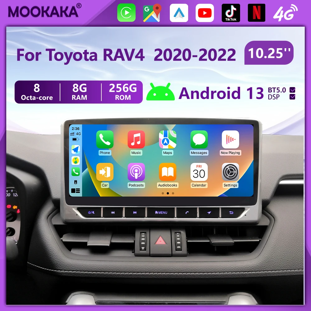 10.25'' Car Radio For Toyota Corolla RAV4 Rav 4 2020 2021 2022 8G 256G Wireless CarPlay Android13.0 Auto 4G Multimedia Player BT