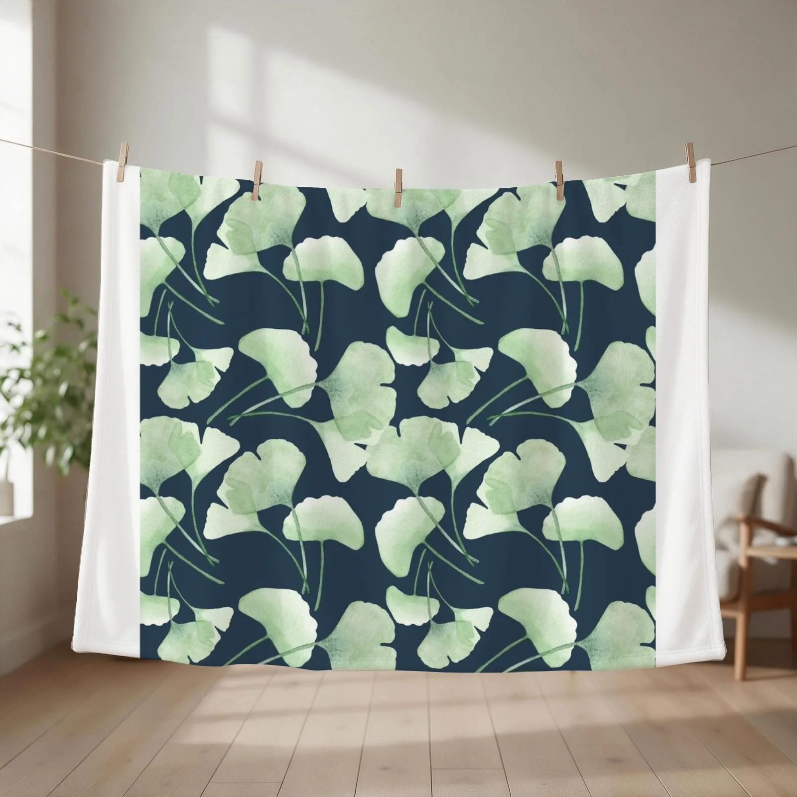 ginko leaves Throw Blanket couch cozy soft plush fuzzy picnic outdoor blanket