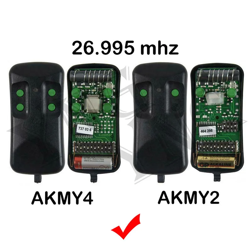 100% Clone ALLMATIC AKMY2 AKMY4 AKMY2r Garage Door Remote Control Gate Opener 26.995MHz 27.120MHz 30.875MHz 40.685MHz Fixed Code