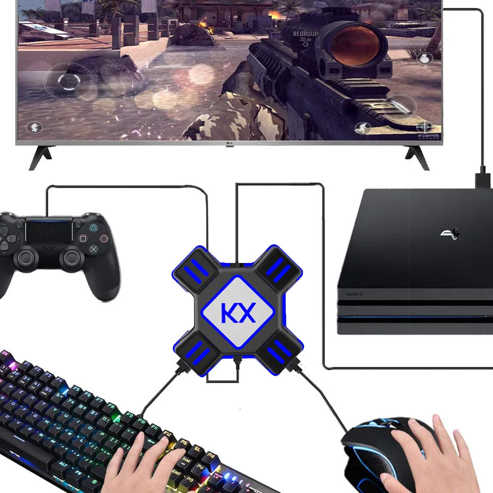KX Conversion Box Switch XboxPS4/PS3 Gamepad To Keyboard Mouse Eating Chicken PUBGkx Converter