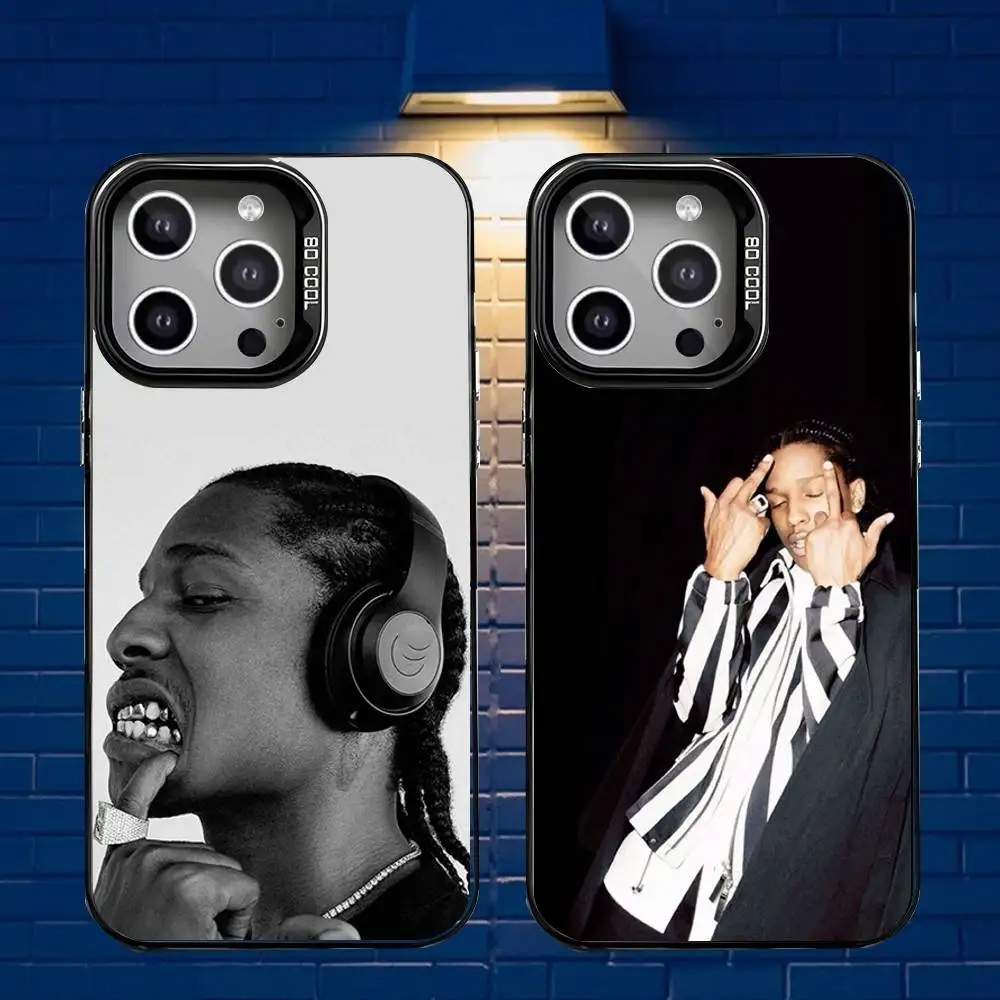 

A-ASAP Rocky Rapper Phone Case For iPhone 16,15,14,13,12,11,Mini,Pro,E,MAX Gray Matte Silicone Black Cover