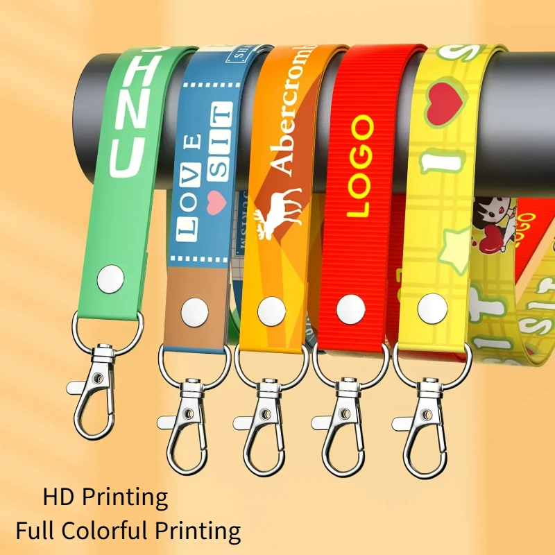 20Pcs Customized Neck Hanging Lanyards Anti-Lost Clasp Rope Keychain Polyester Strap 2CM Width Thickened Full Coloful Printing