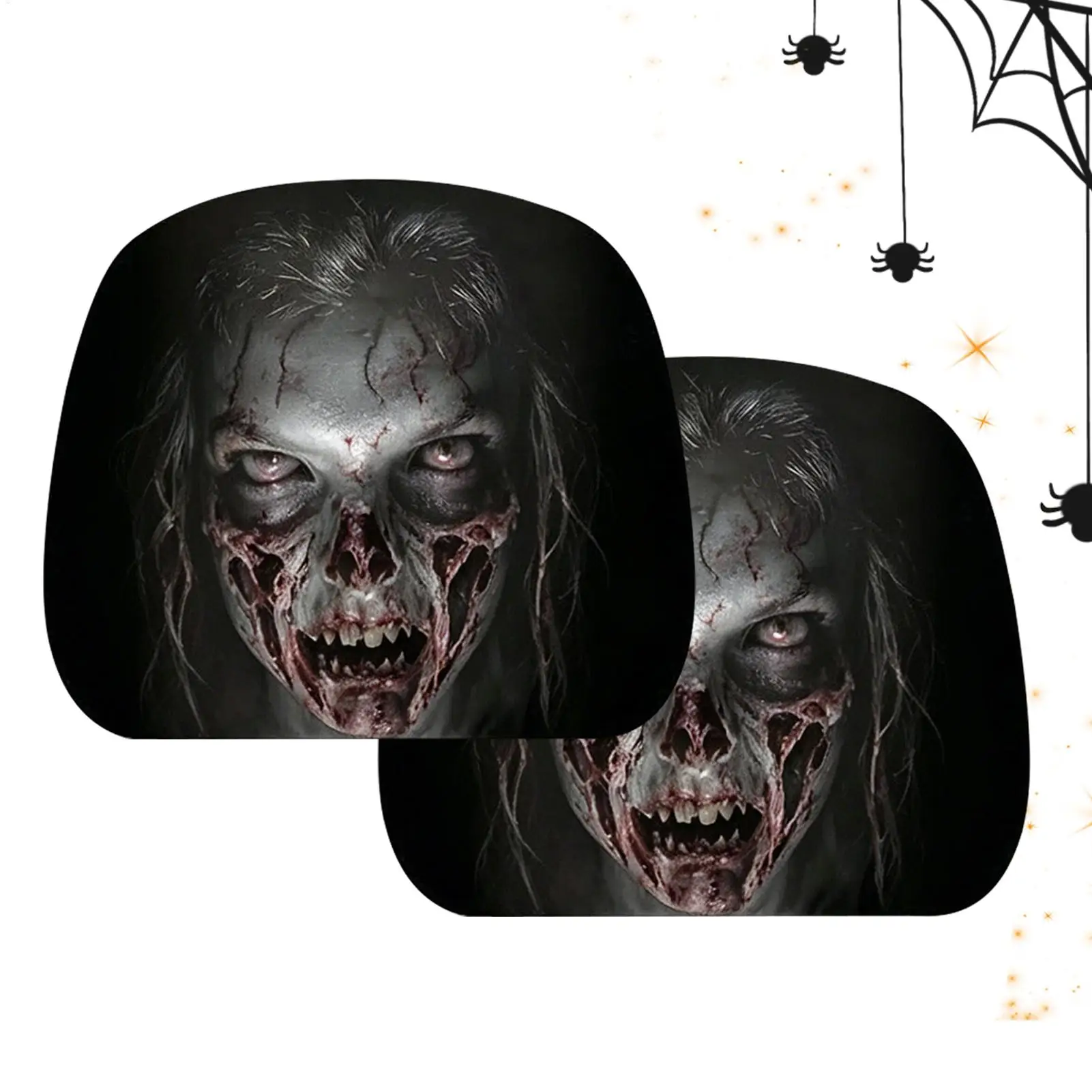 Headrest Covers for Car Dustproof Funny Stretch Ghost Face Protector 2-Piece Halloween Car Front Seat Decor for Truck RV Pickup