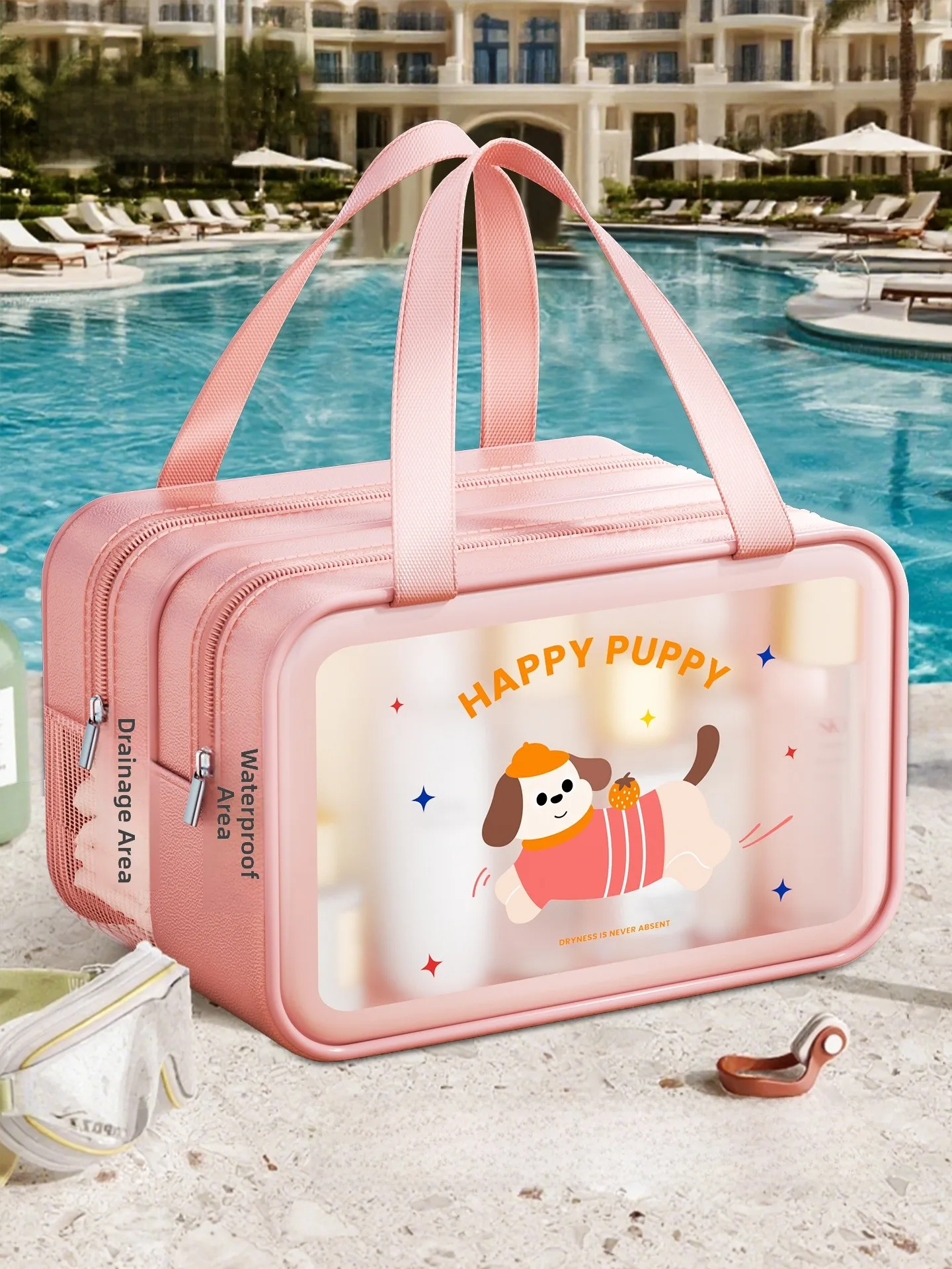 

Большая вместительная дорожная косметичка для плавания, женская портативная косметичка для купания, сухого и влажного разделения, сумка для хранения, материал ПВХ