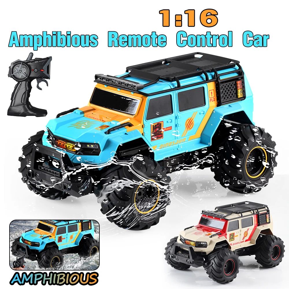 

1/16 радиоуправляемая машина-амфибия, трюковая машина, 2,4G, 4WD, полицейская машина, водонепроницаемая, для восхождения, внедорожник, крутые огни, динамическая музыка