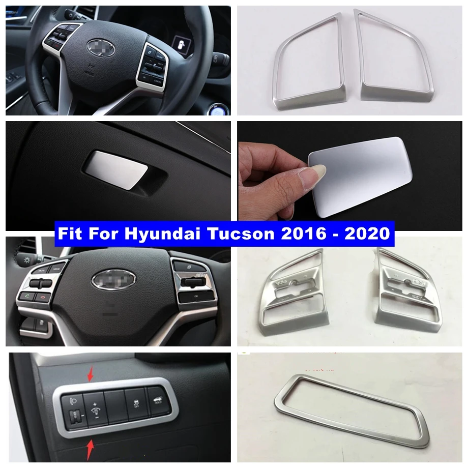

Matte Interior Accessories Steering Wheel Button Glove Storage Box Light Control Panel Cover Trim For Hyundai Tucson 2016 - 2020