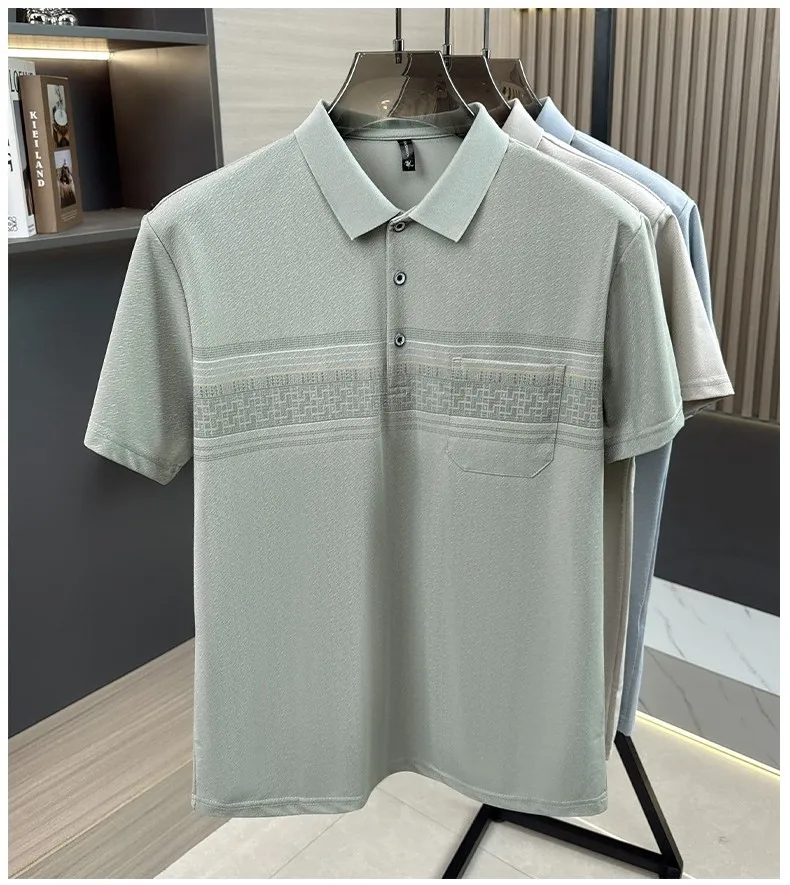Einzigartiges bedrucktes Kurzarm-Poloshirt für Herren, modische Tasche, hochwertiger Komfort, atmungsaktiv, Sommer, neues Business-Casual-T-Shirt – Detail 6