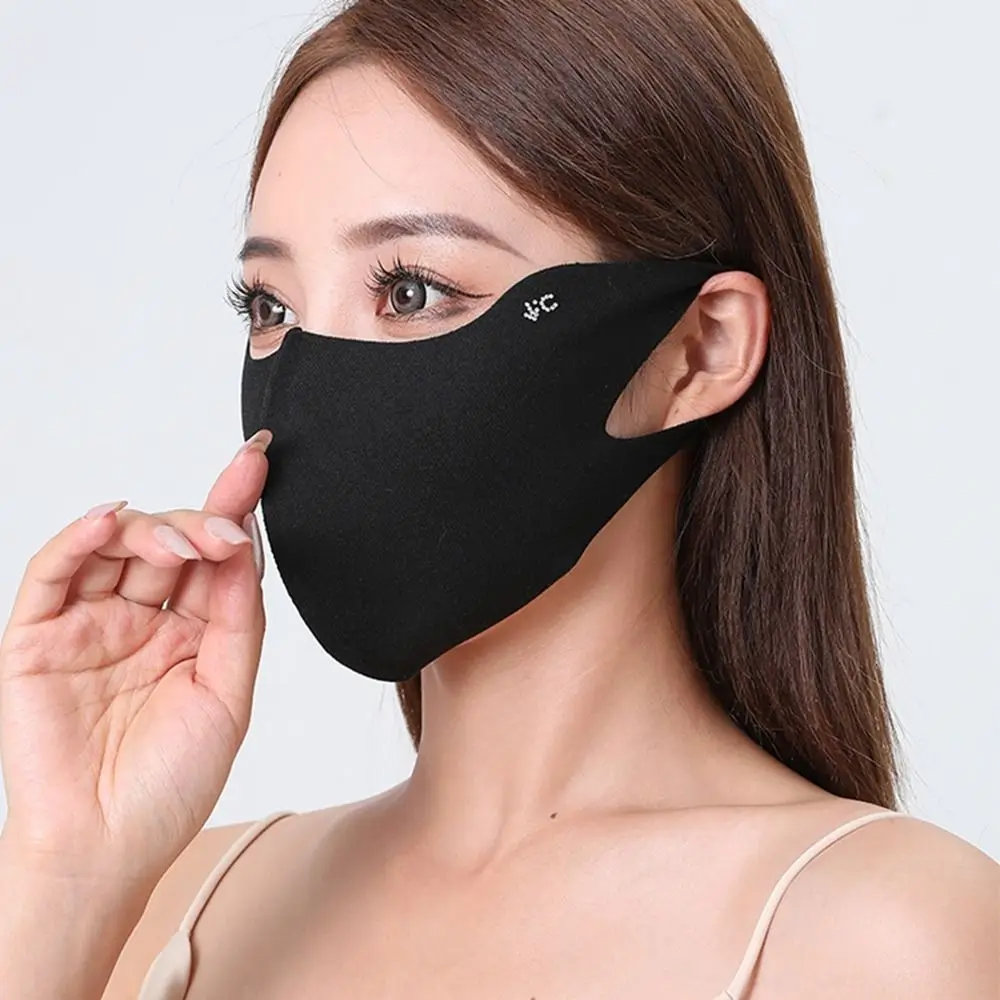 Adjustable Sunscreen Face Scarf Ice Silk Mask Summer Face Mask Face Cover Sunscreen Veil Solid Color Face Gini Mask Sports