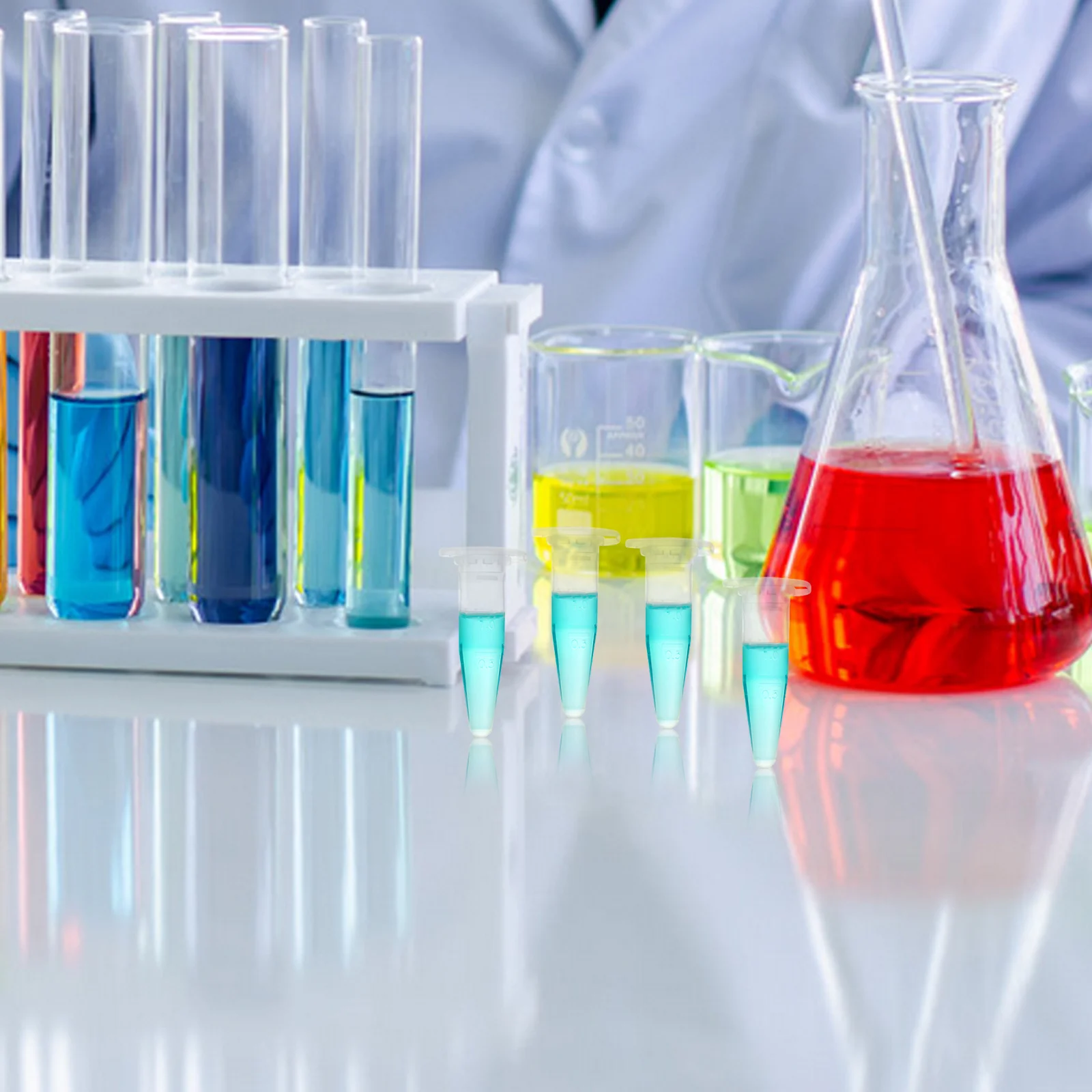 50Pcs Conical Tubes Plastic Clear 1.5ml Bottom Tip Small Sample Containers with Caps Lab Test Vials for Storage and