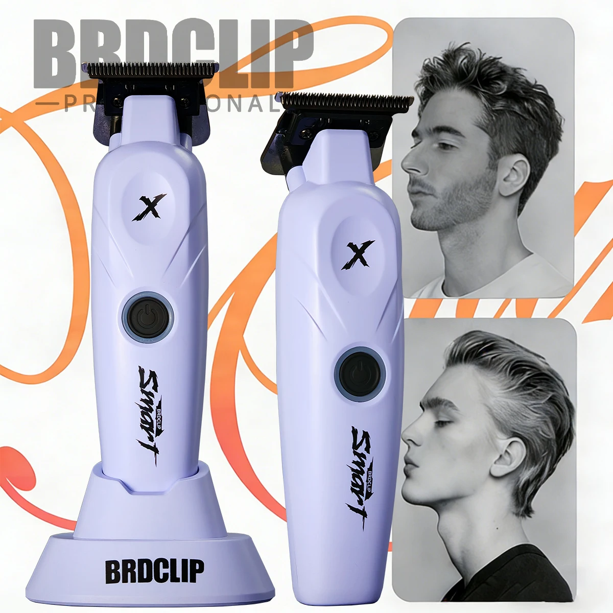 

2026 New BRDCLIP Professional Purple Hair Clipper Trimmer 7700RPM Barber Machine Electric Clipper 0 Tooth Pitch Charger Stand