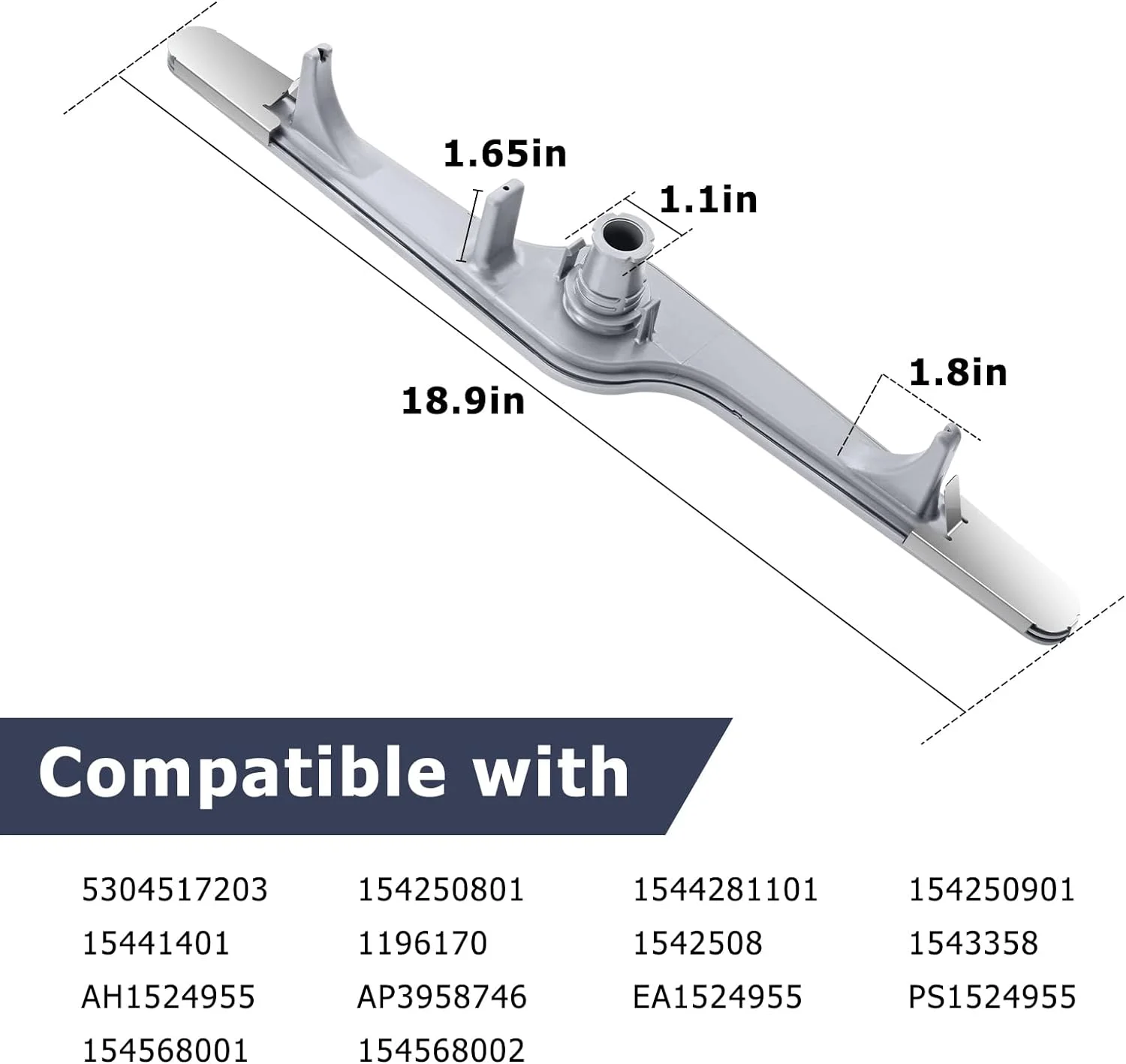 154568002 Dishwasher Lower Spray Arm for Electrolux Frigidaire 154568001 5304517203 AP3958746, EA1524955 1196170, 1542508, 15433