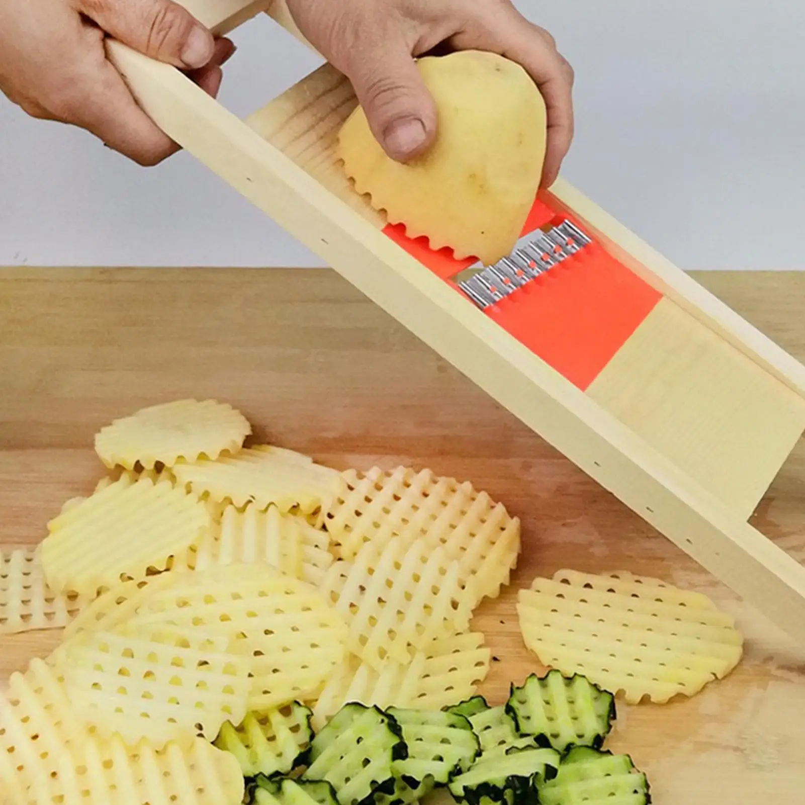 Potato Slicer Cut Potato Grid Artifact Grid Wipe Grid Knife Vegetable Cutter Wave Knife Cut Flower Knife Gadgets Stainless Steel