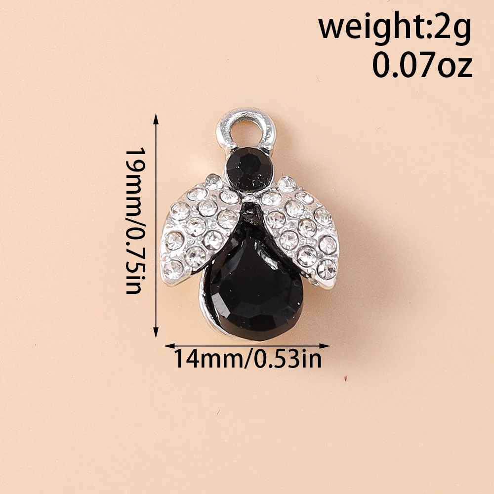 10 Stück 19*14mm wunderschöne Anhänger mit CZ-Kristall-Bienenmotiv für baumelnde Ohrringe, Halsketten, DIY-Schmuckherstellung, Zubehör – Detail 1