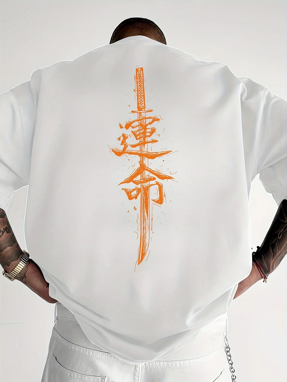 Japanese Samurai Sword Print Fashion Men T-Shirt Summer Daily Outdoor Sports Street Casual Short Sleeve Harajuku Men's Clothing