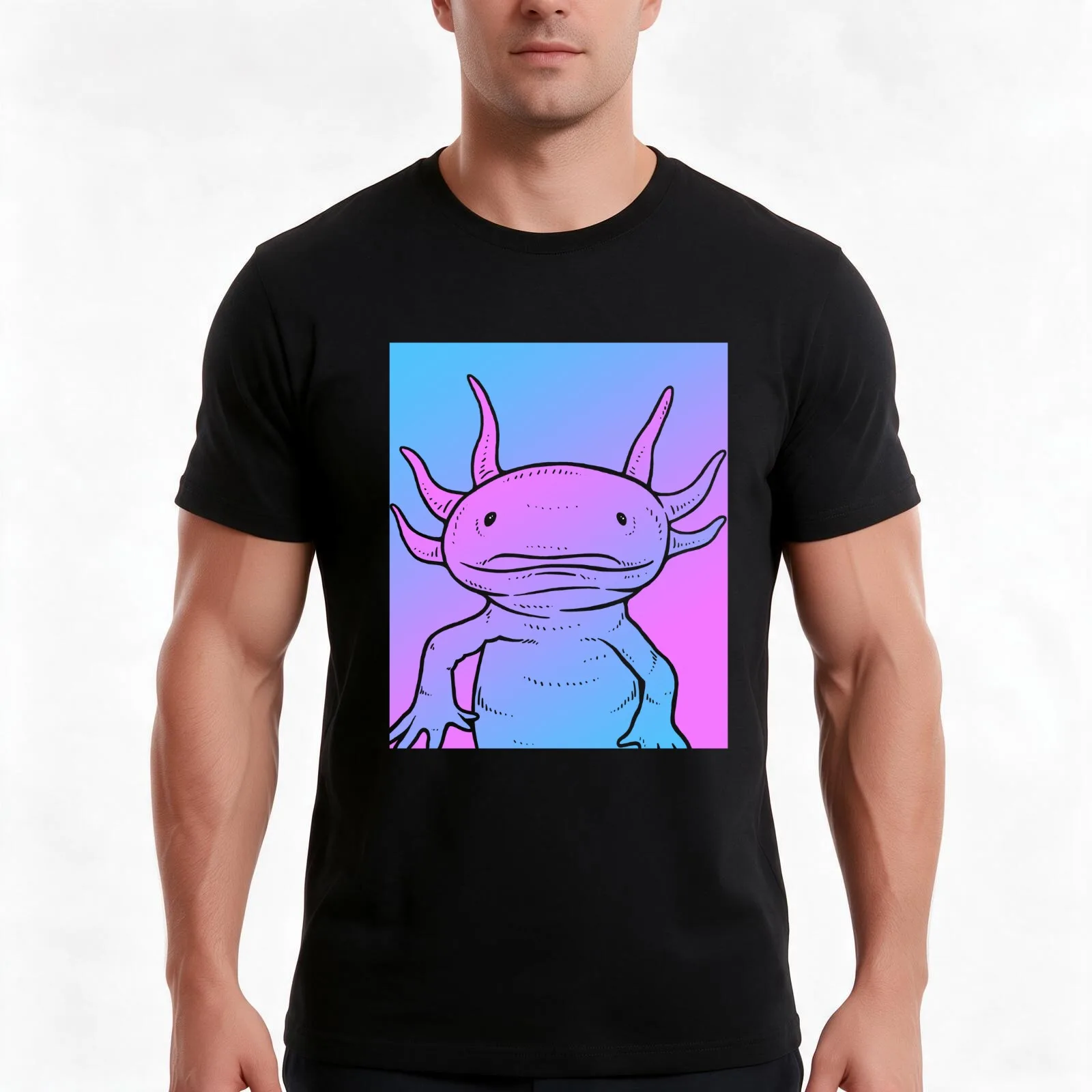 Vaporwave Axolotl Aesthetic Pastel Goth Salamander T-Shirt, Summer Casual Cotton Tee, Oversized Streetwear Tops, 100% Cotton
