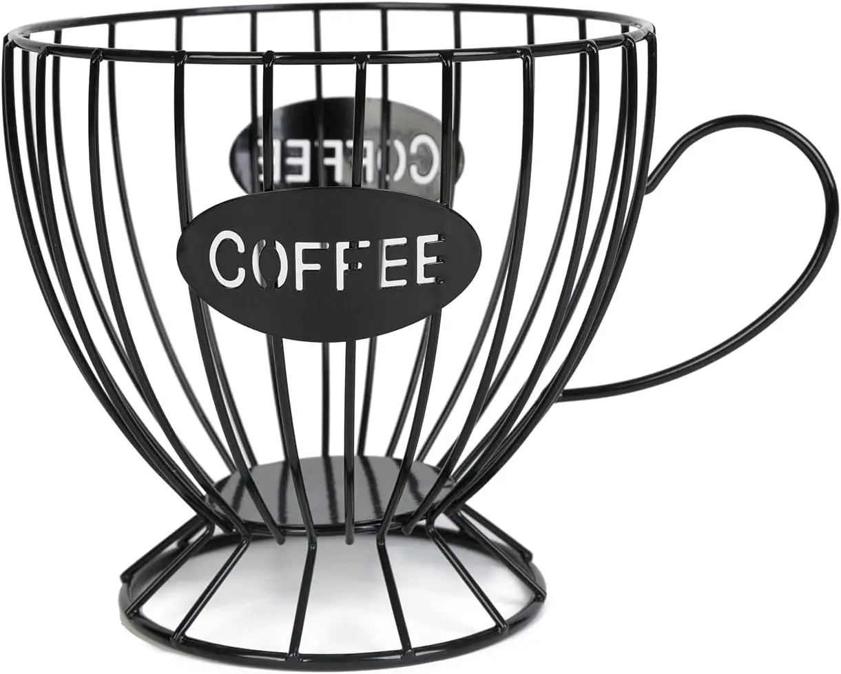 

Large K Cup & Capsule Storage Organizer, Metal Coffee Pod Holder for Counter, Black