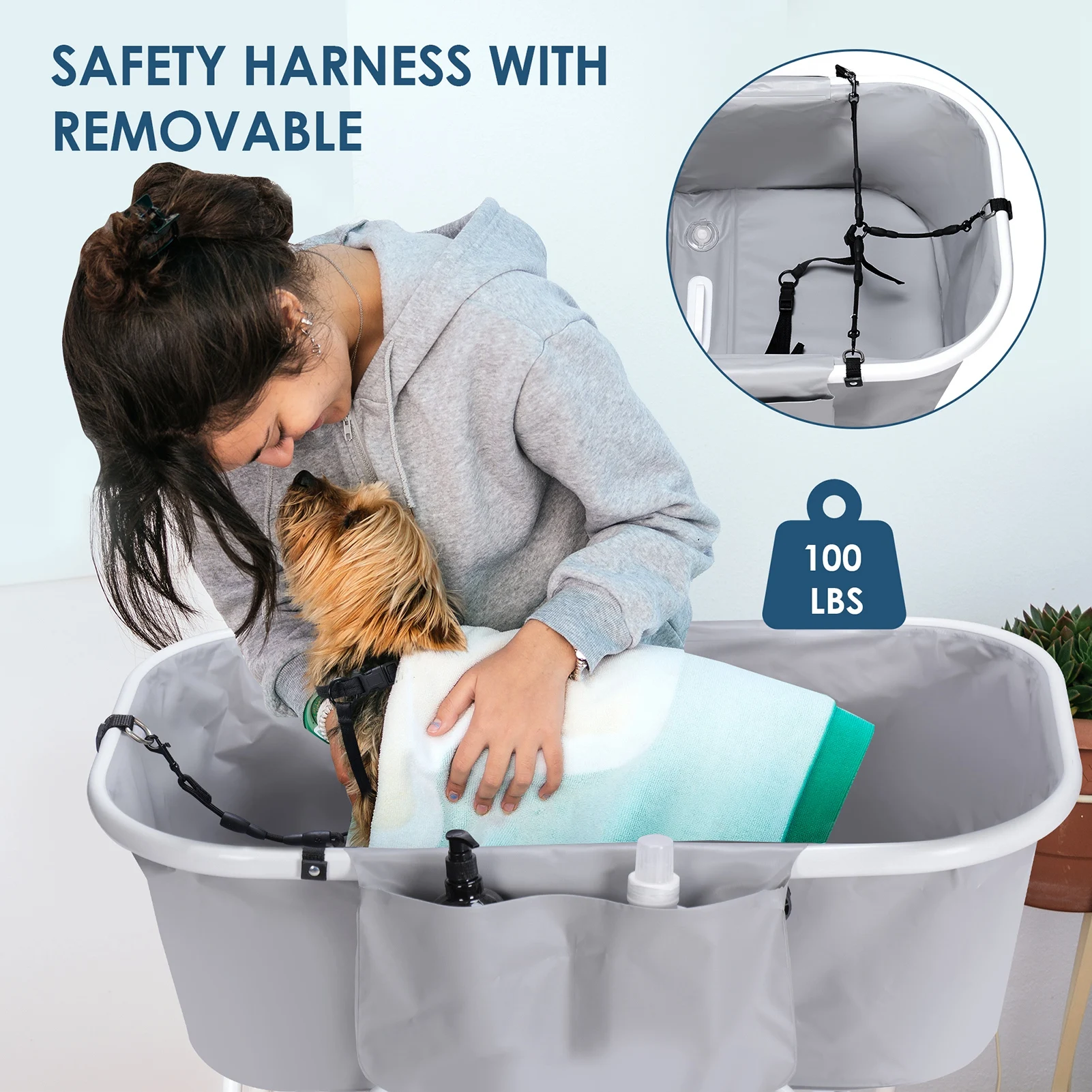 

Premium Folding Dog Bathtub with Adjustable Height Stand Durable Non-Slip Design Easy to Assemble Portable for Home Pet Bath Gro