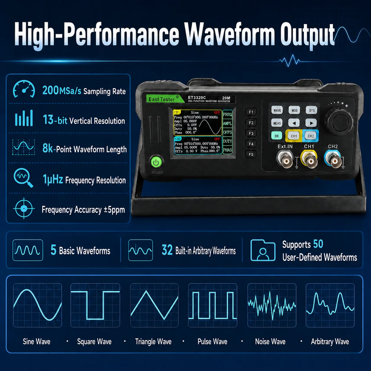 เครื่องกำเนิดสัญญาณแบบสองช่องส - Dual Channel Arbitrary Waveform Function Generator 60Mhz บทวิจารณ์และราคา