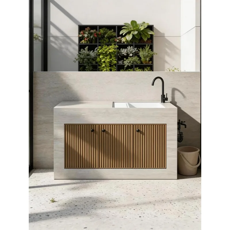 Garden pool combination outdoor washbasin rock slab courtyard outdoor laundry pool basin integrated with mop pool balcony