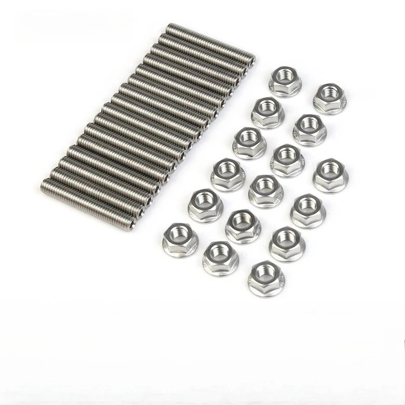 for Ford 4.6 5.4 Liter V8 2 Manifolds Auto Stainless Steel Exhaust Manifold Bolt Stud Hardware Car Accessories 16pcs