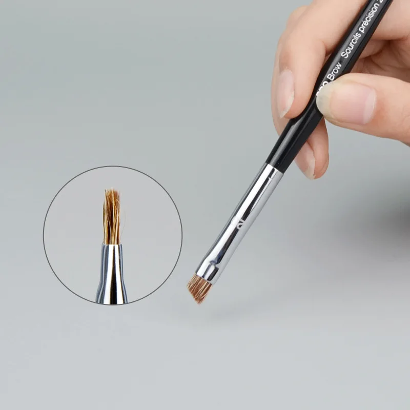 No.20  Bevel Angle Eyebrow Brush Medium Hardness Horse Hair  Oblique Angle Eyeliner Makeup Brush With Protective Cover