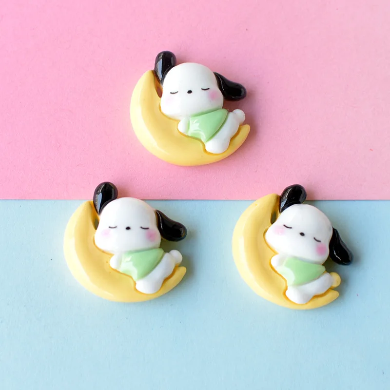 5pcs cute sanrio pochacco cartoon resin flatback cabochons for diy jewelry making handmade crafts materials