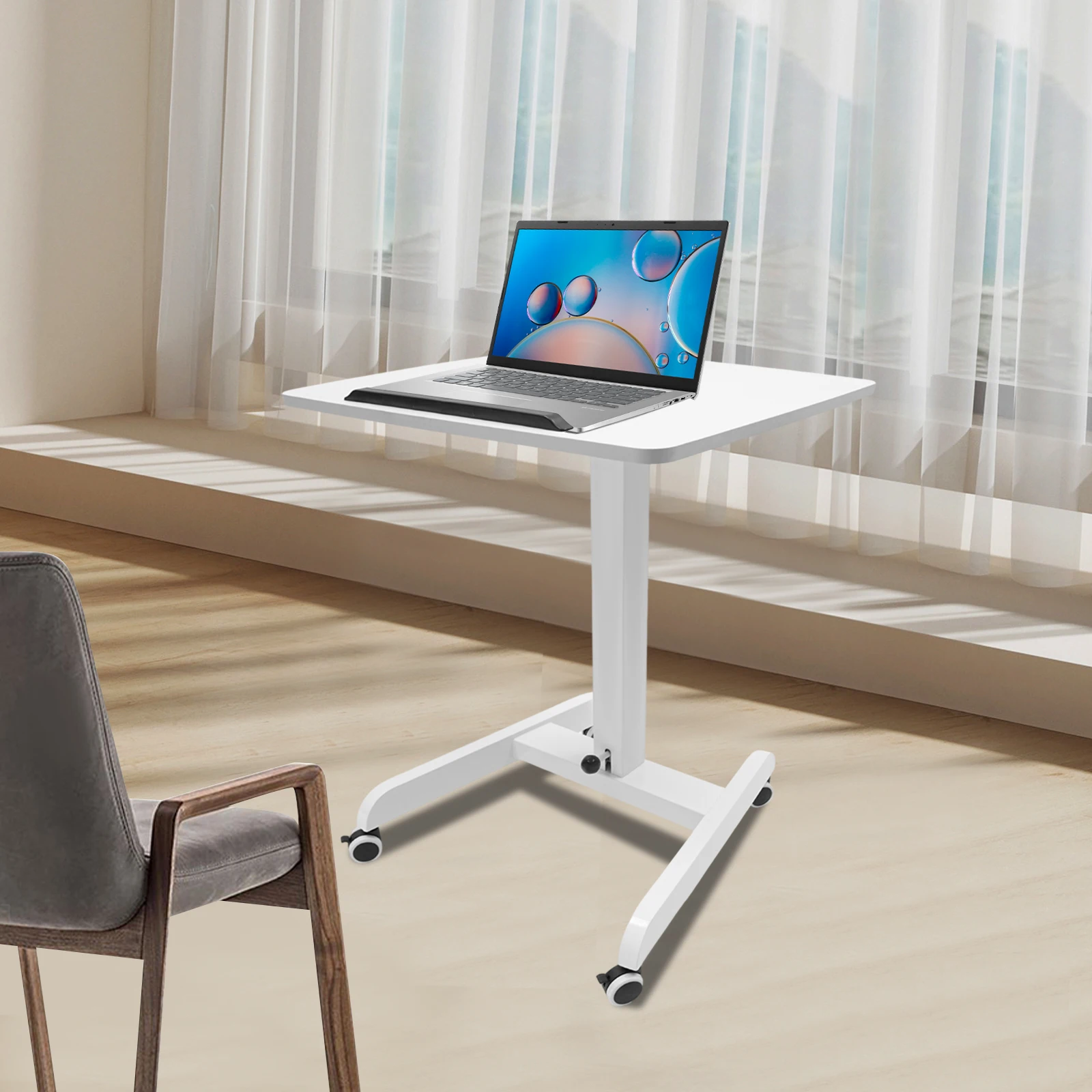 Mobile Standing Desk, Freestanding Mobile Standing Lectern Desk, Standing Desk with Tilting Top, Lectern Portable with Wheels, 15kg Load‑Capacity
