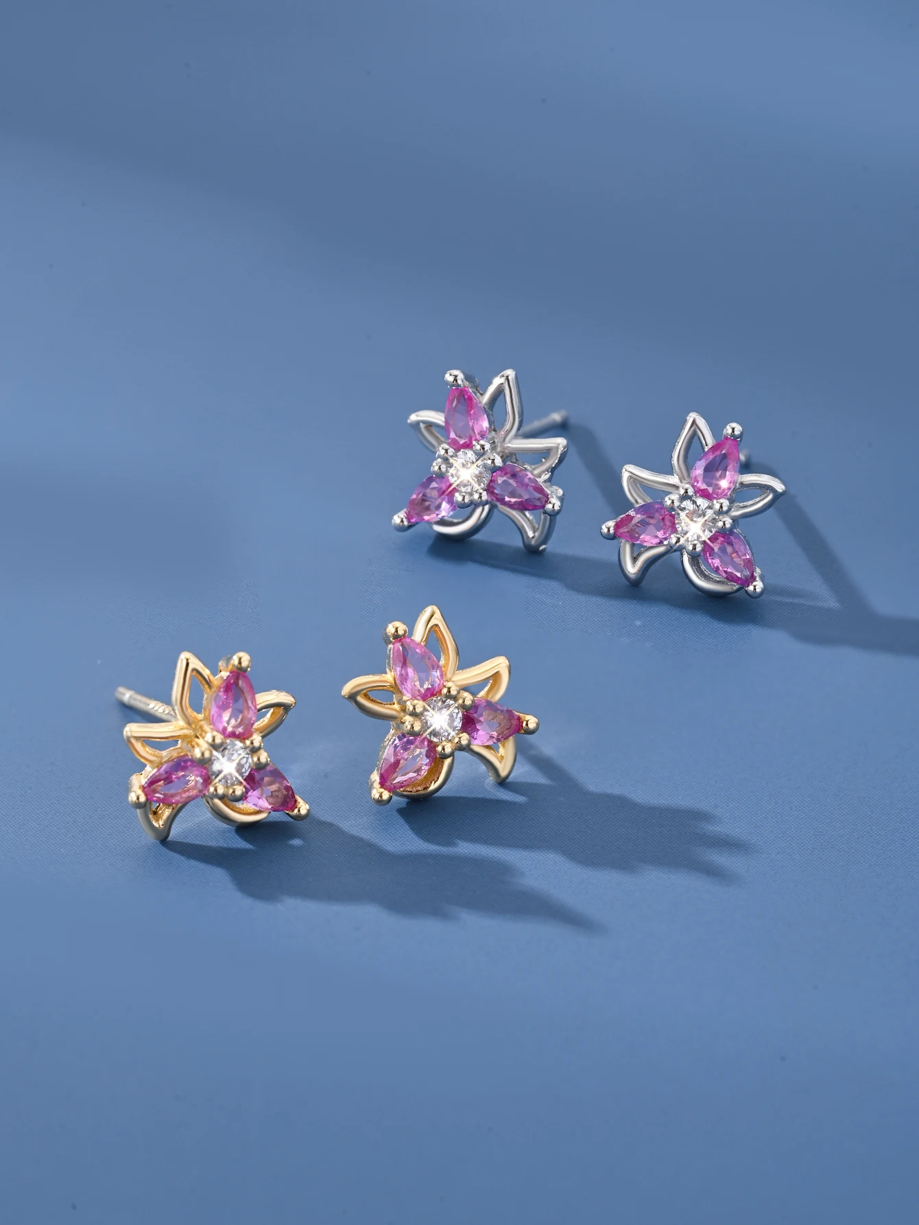 

925 Sterling Silver Sweet and Lovely Zircon Flower Earrings for Women, Versatile Temperament, Luxurious Jewelry Accessories,