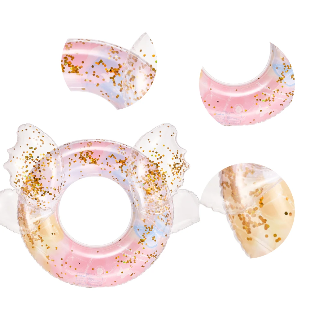 Inflatable Swim Ring Sequins Pool Rings Leakproof Pool Floating Rings Swimming Rings Floaties for Kids Youth Adults