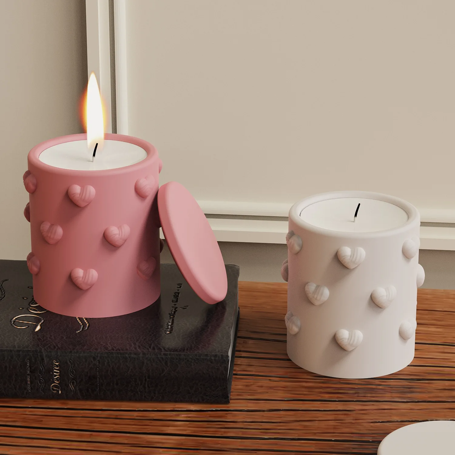 

Heart Shaped Silicone Mold Unique Resin Cup Embossed Diy Valentines Day Wedding Plaster Aromatherapy Durable Storage Jar
