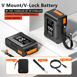 V-Mount V-Lock Battery BP-199 BP-99 Battery With PD65W Cable for Cameras, Camcorders,Large LED Lights, Monitors and Smartphone