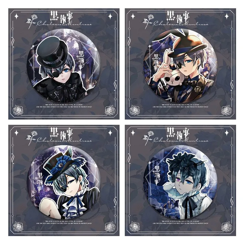 Black Butler Hot Anime Figures Ciel Phantomhive Cosplay Exquisite Cartoon Metal Badge Decor Pins Fans Birthday Gift Brooch